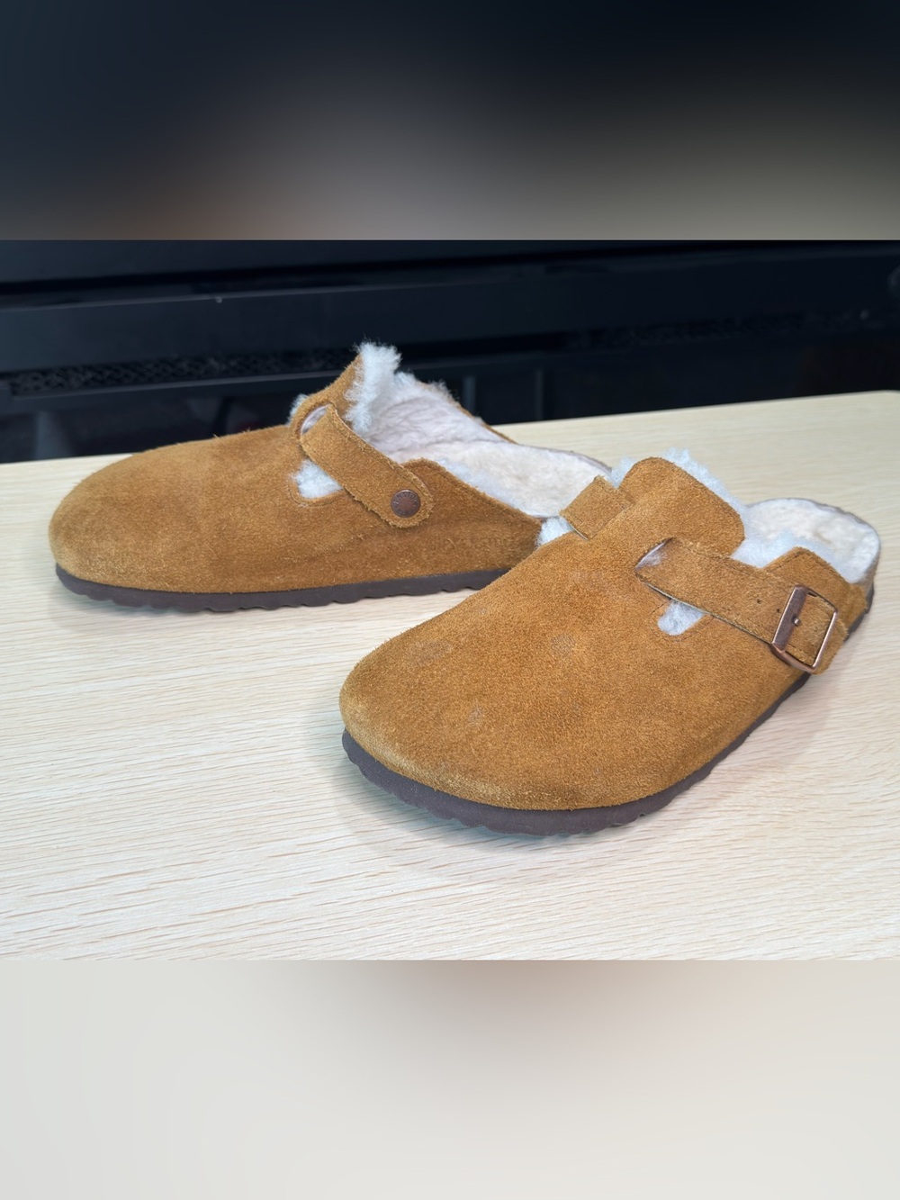 Birkenstock Boston Shearling Lined Clog Mink Suede Clogs Mules Size 39/L8 M6